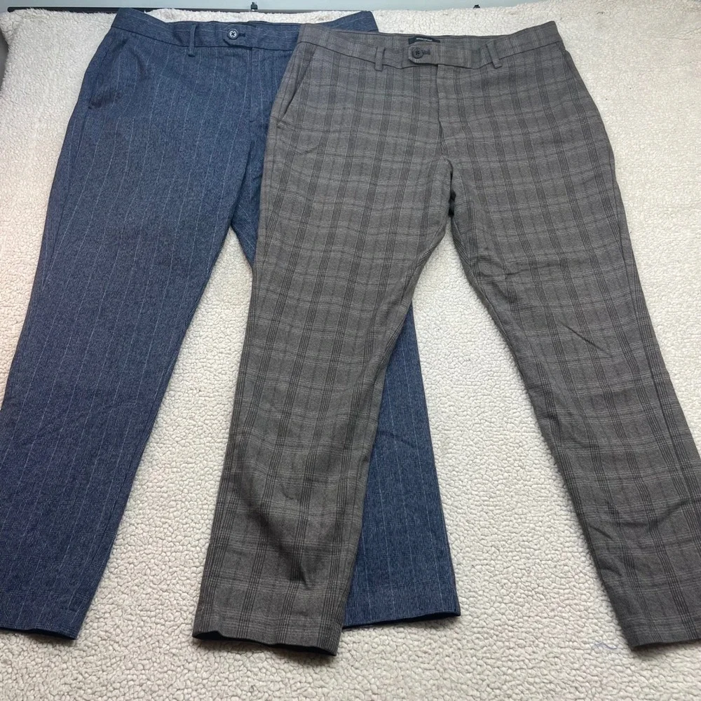 Banana Republic Pants Lot of 2 Mens 35x32 Plaid Slim-Tapered Ankle Stretch